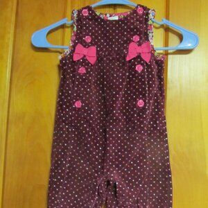 Gymboree Toddler girls Romper sz 12/18 mo Corduroy Pink Polka dot Fall Winter